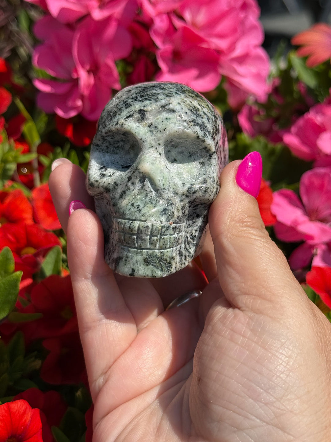 Unusual Kiwi Jasper  Skull Carving