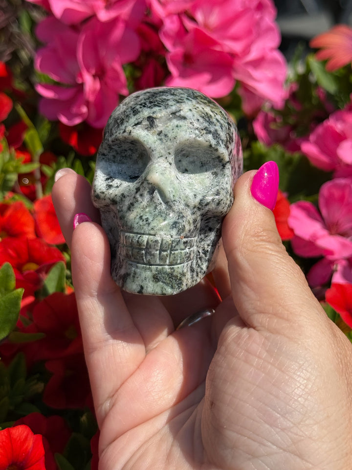 Unusual Kiwi Jasper  Skull Carving