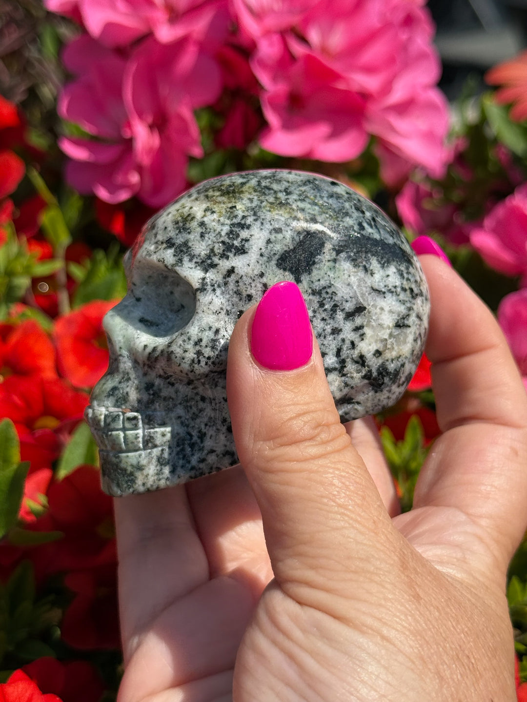 Unusual Kiwi Jasper  Skull Carving