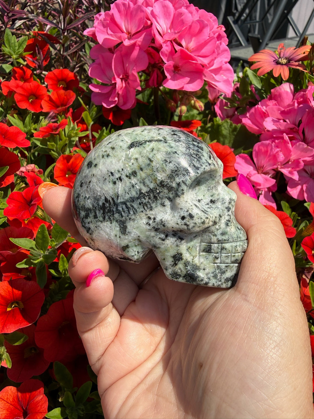 Unusual Kiwi Jasper  Skull Carving
