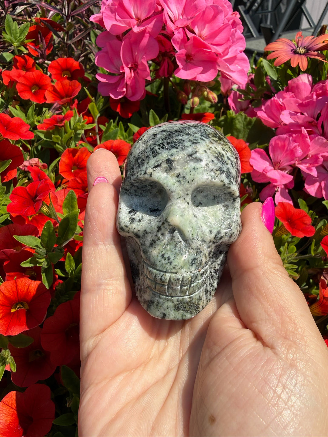 Unusual Kiwi Jasper  Skull Carving