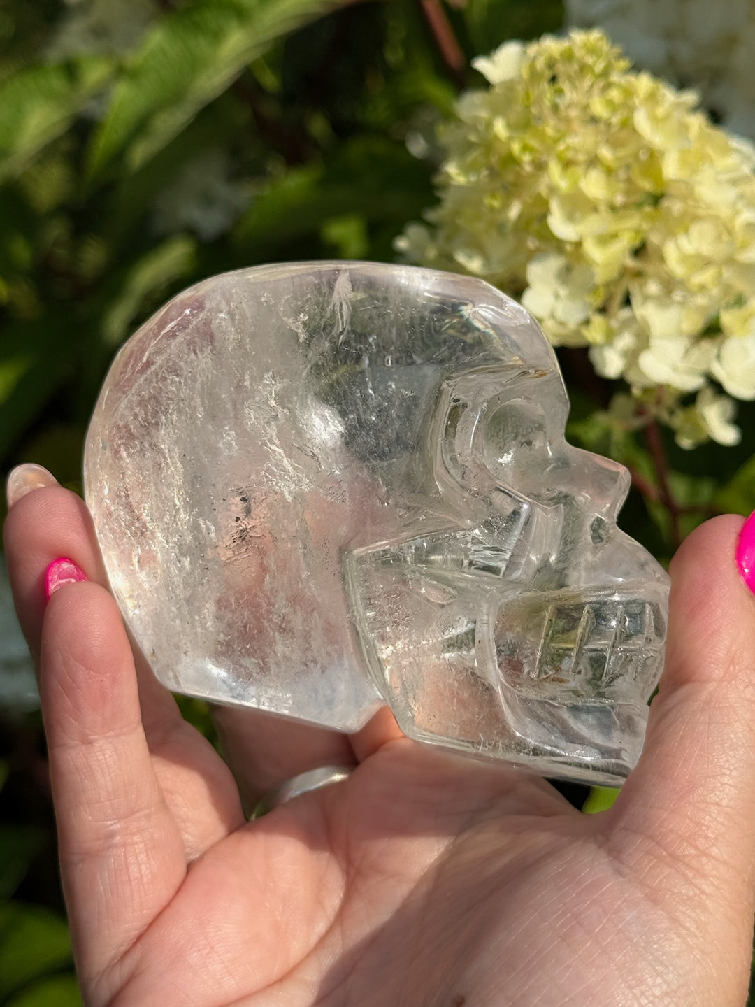 Clear Quartz Skull Carving with Golden Healer