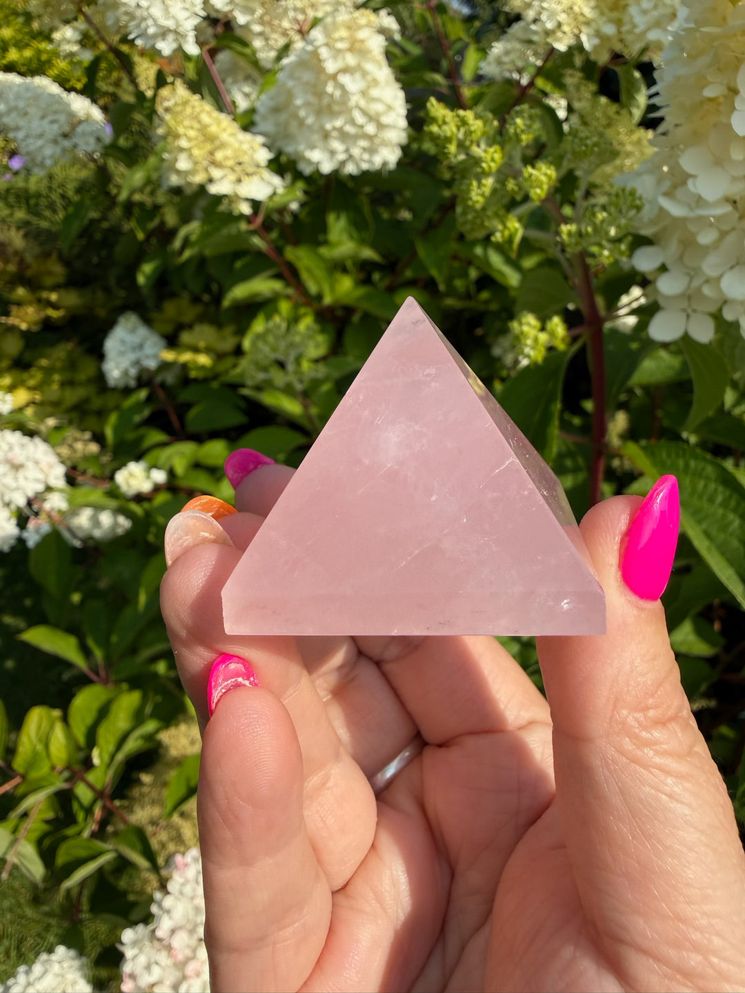 Rose Quartz Pyramid Carving Sacred Geometry