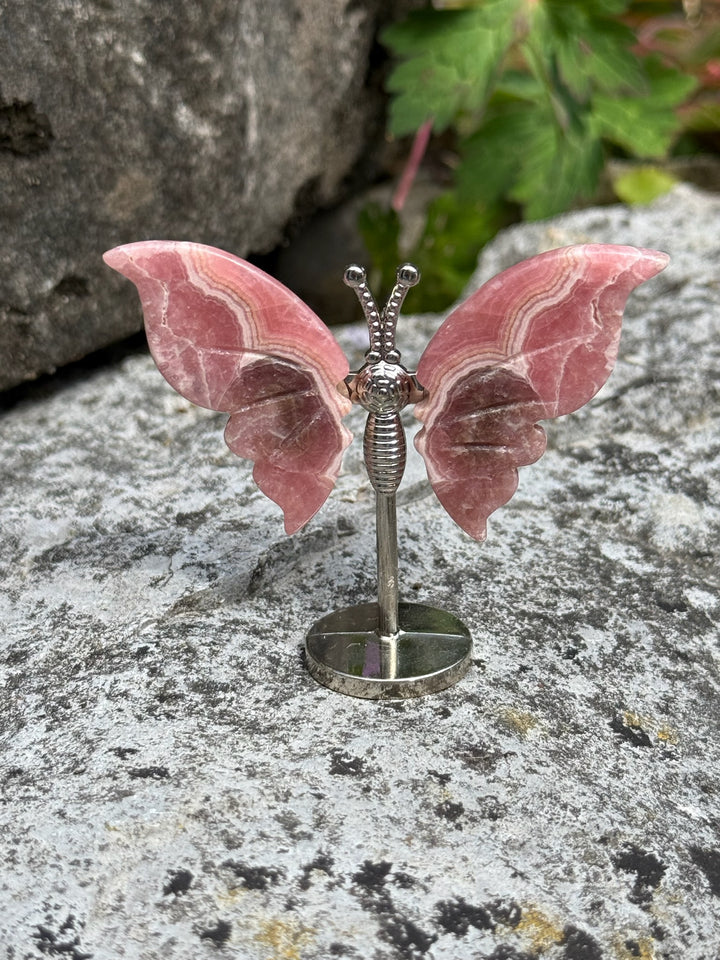 Rhodochrosite Butterfly Carving