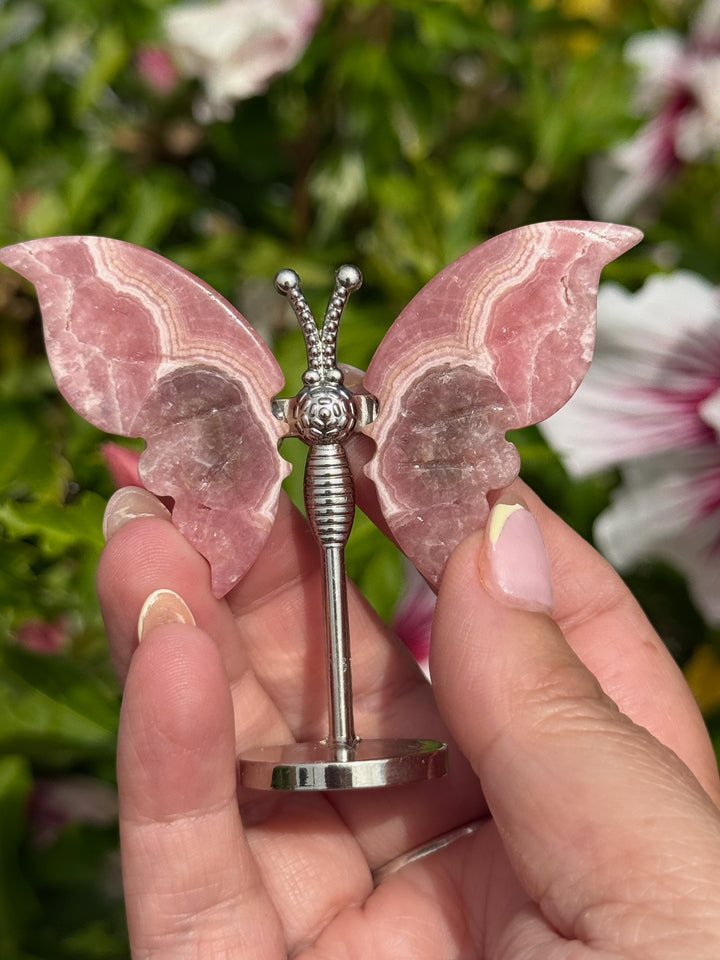 Rhodochrosite Butterfly Carving