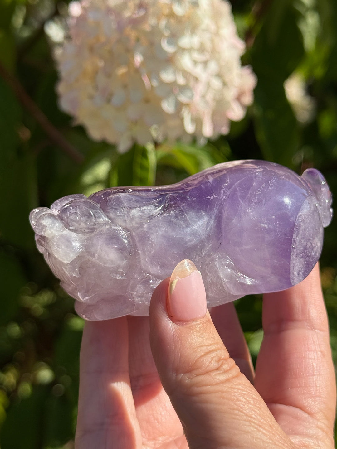 Handcarved Amethyst Pixiu Carving Feng Shui