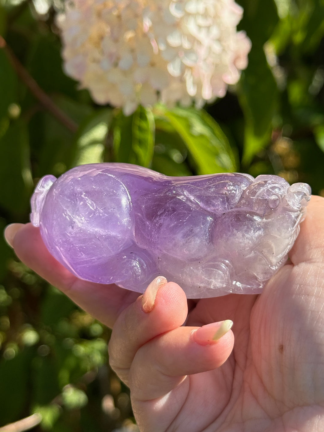 Handcarved Amethyst Pixiu Carving Feng Shui