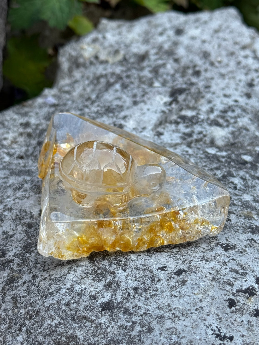 Quality Quartz Turtle Carving with Golden Healer