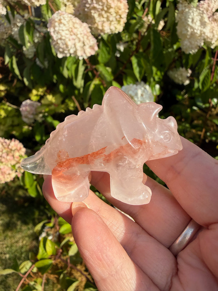 Fire Quartz Triceratops Dinosaur Carving