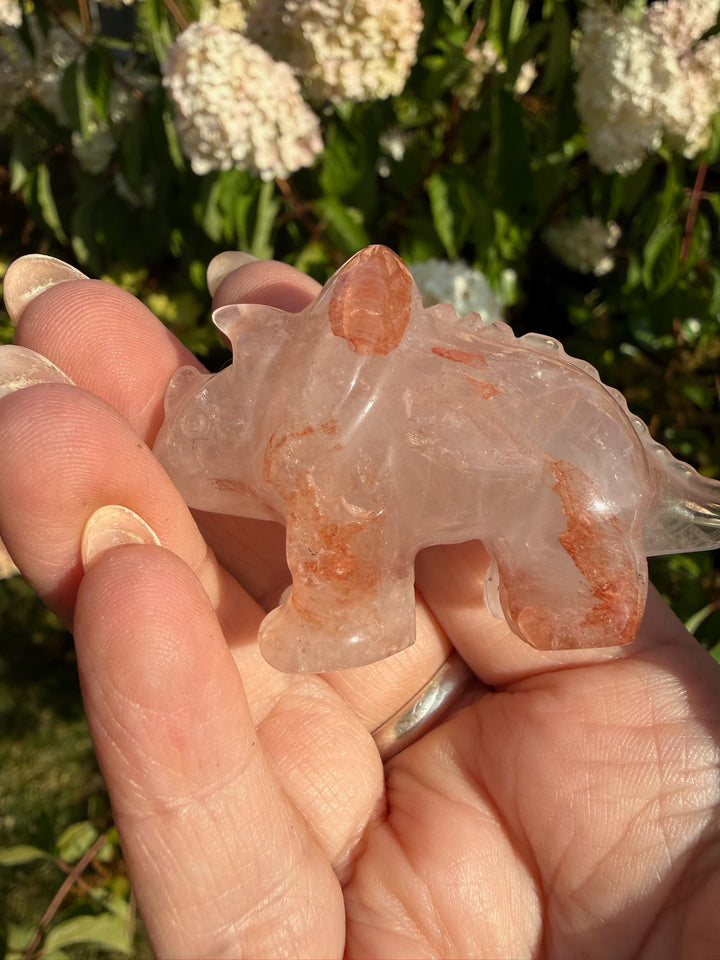 Fire Quartz Triceratops Dinosaur Carving