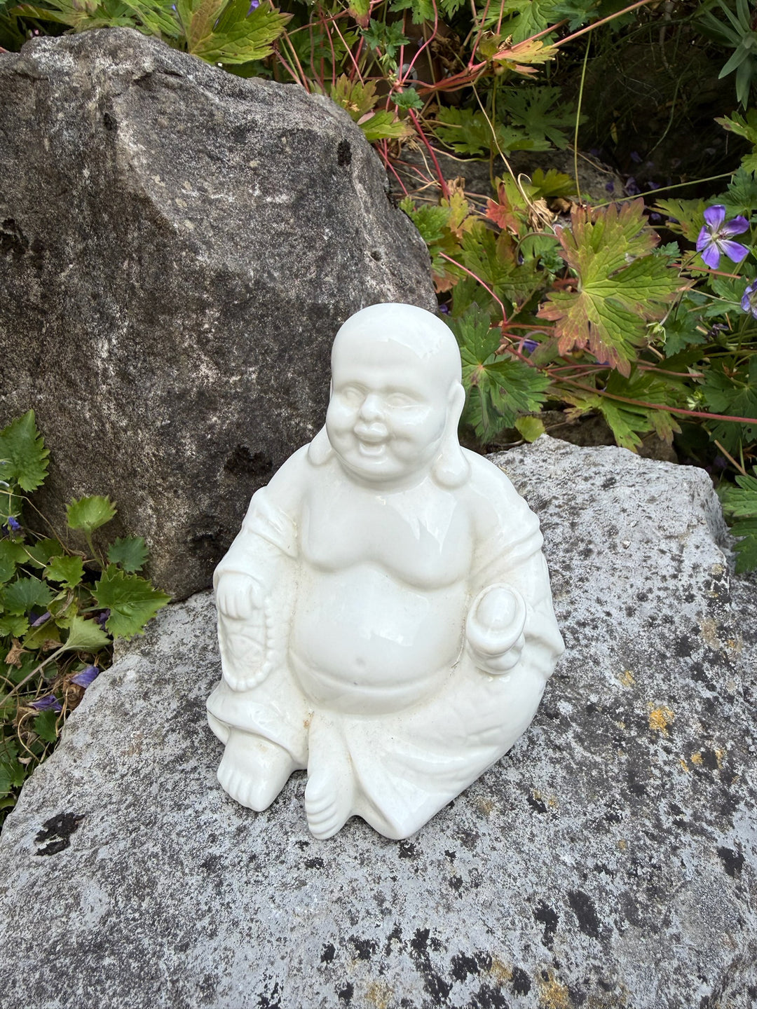 Porcelain Happy Buddha Ornament Feng Shui Carving