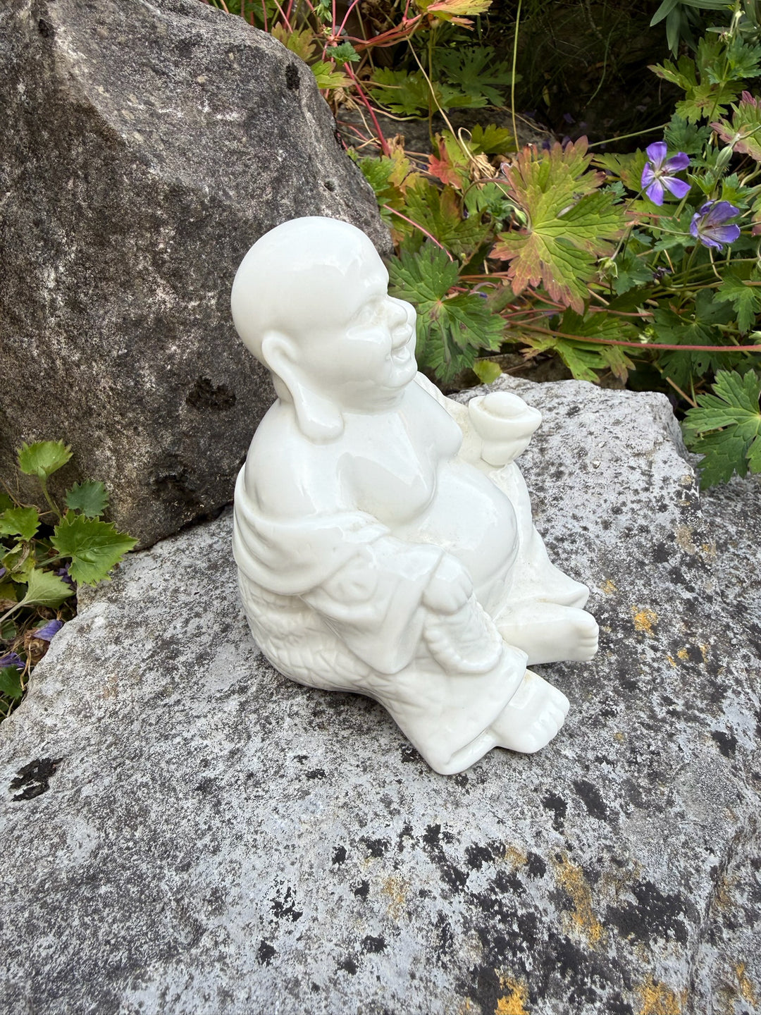 Porcelain Happy Buddha Ornament Feng Shui Carving