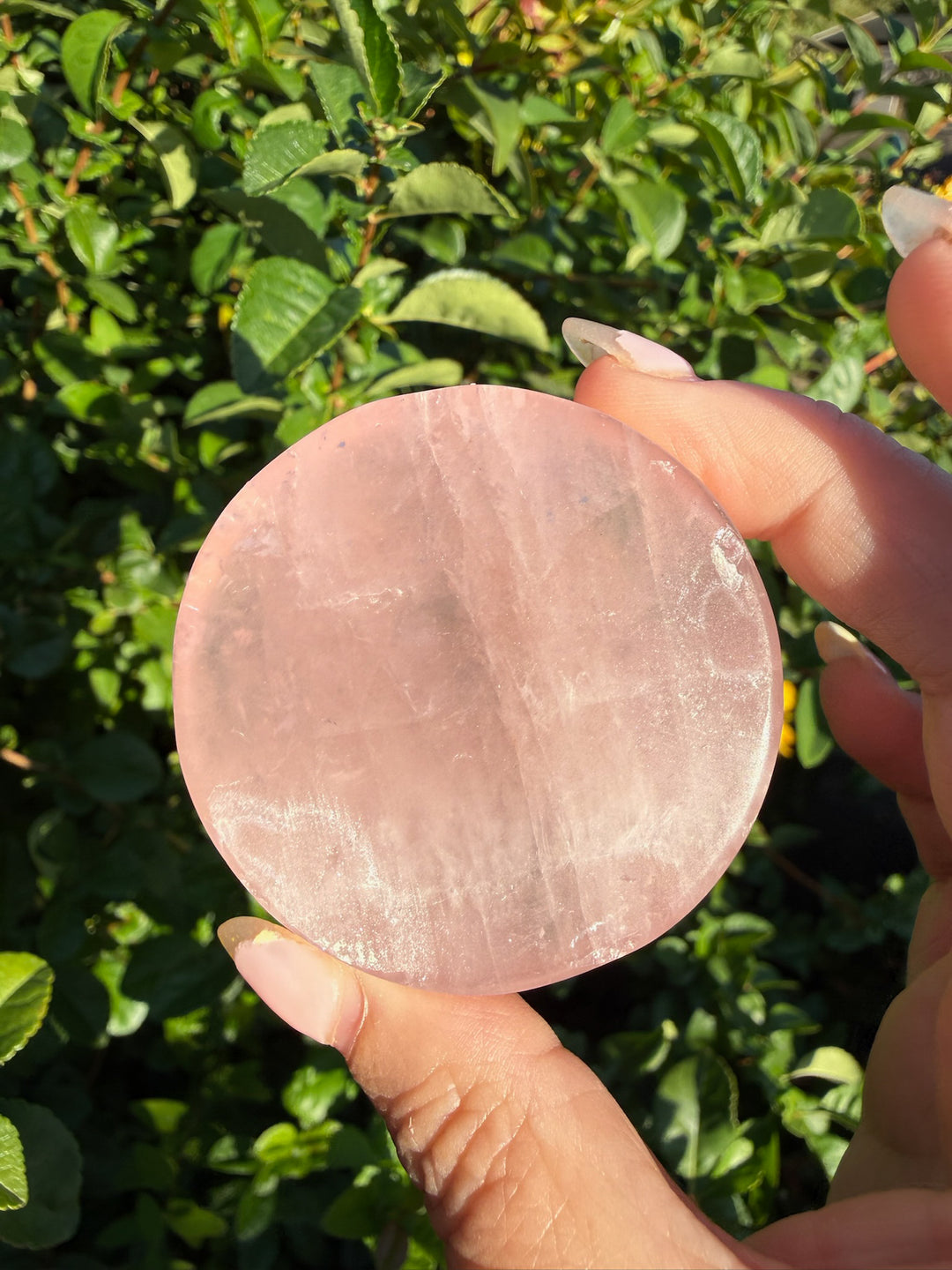 Rose Quartz Sun and Moon Carving