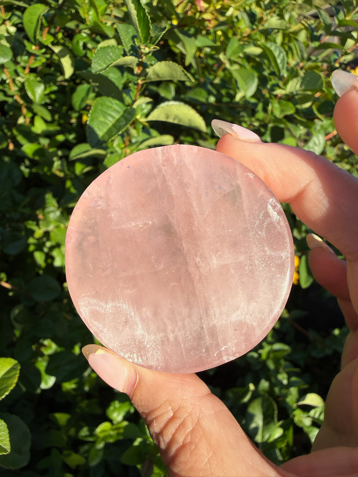 Rose Quartz Sun and Moon Carving