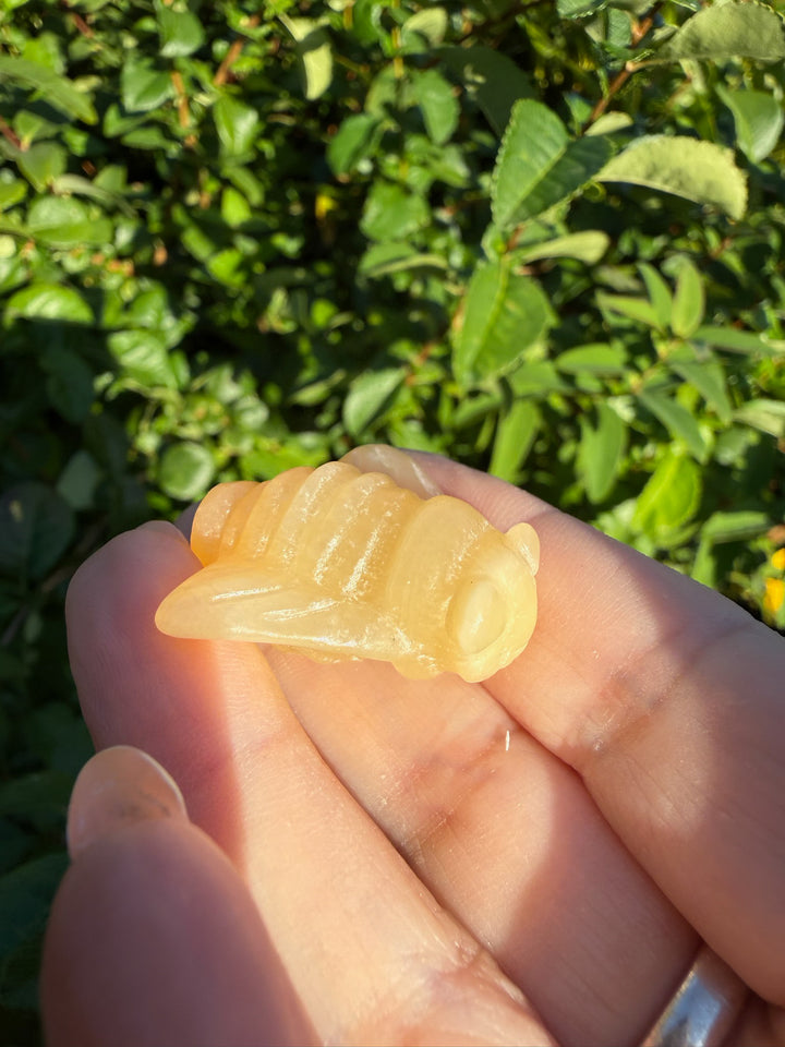 Yellow Calcite Bee Carving