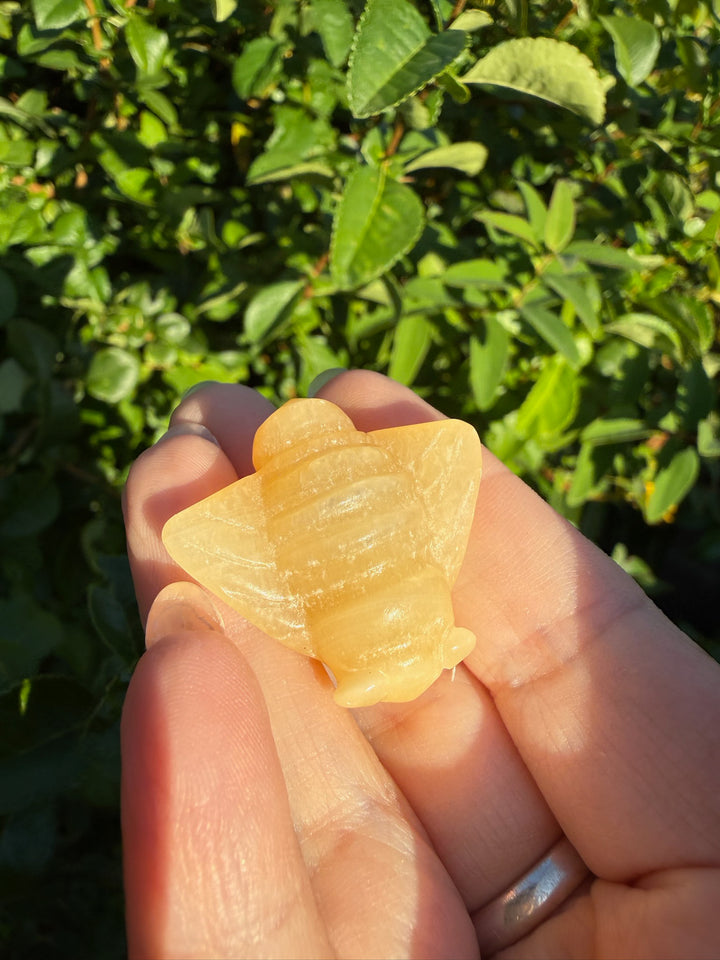 Yellow Calcite Bee Carving
