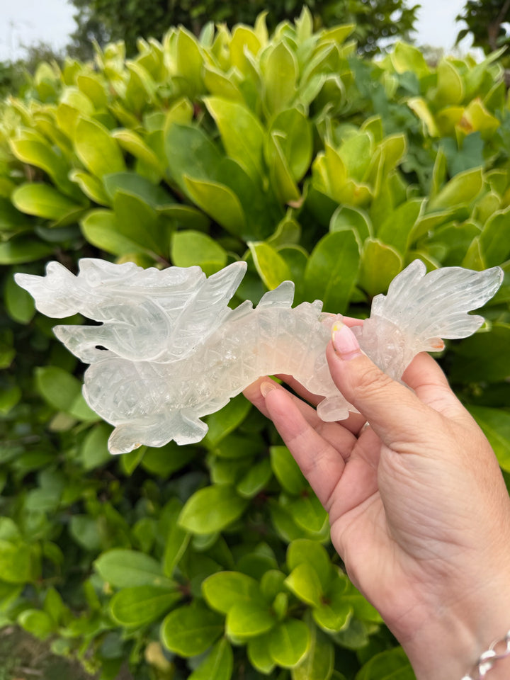 Freestanding Quartz Chinese Dragon Carving
