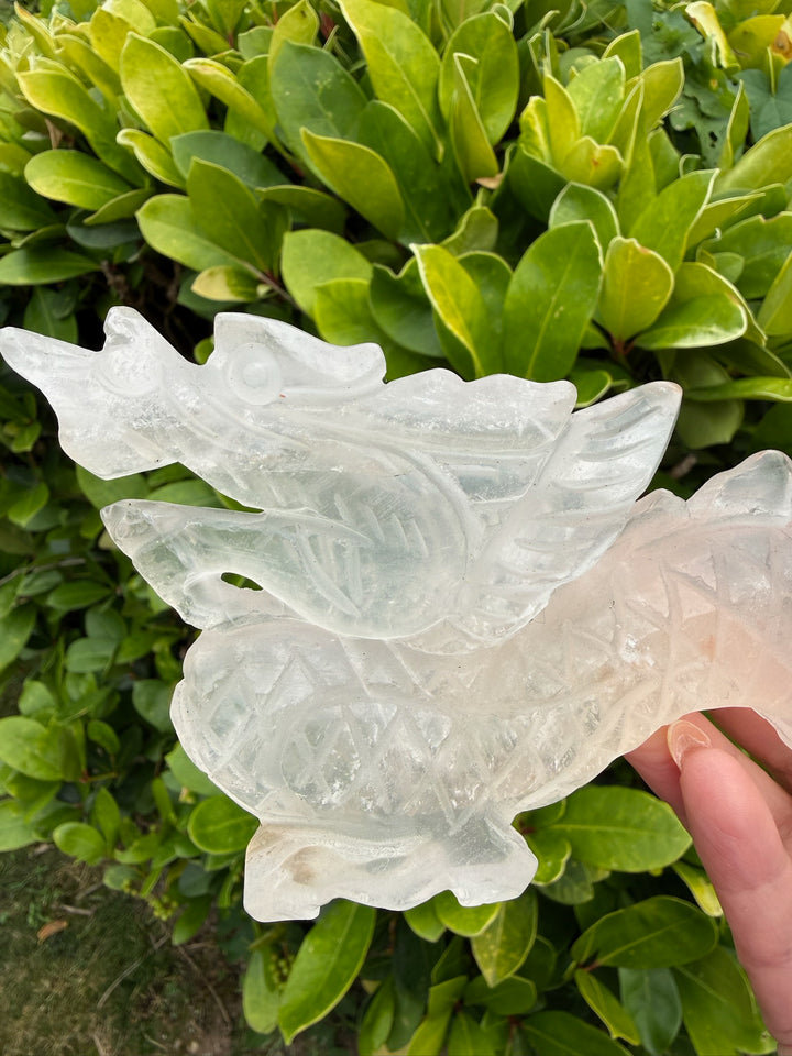 Freestanding Quartz Chinese Dragon Carving