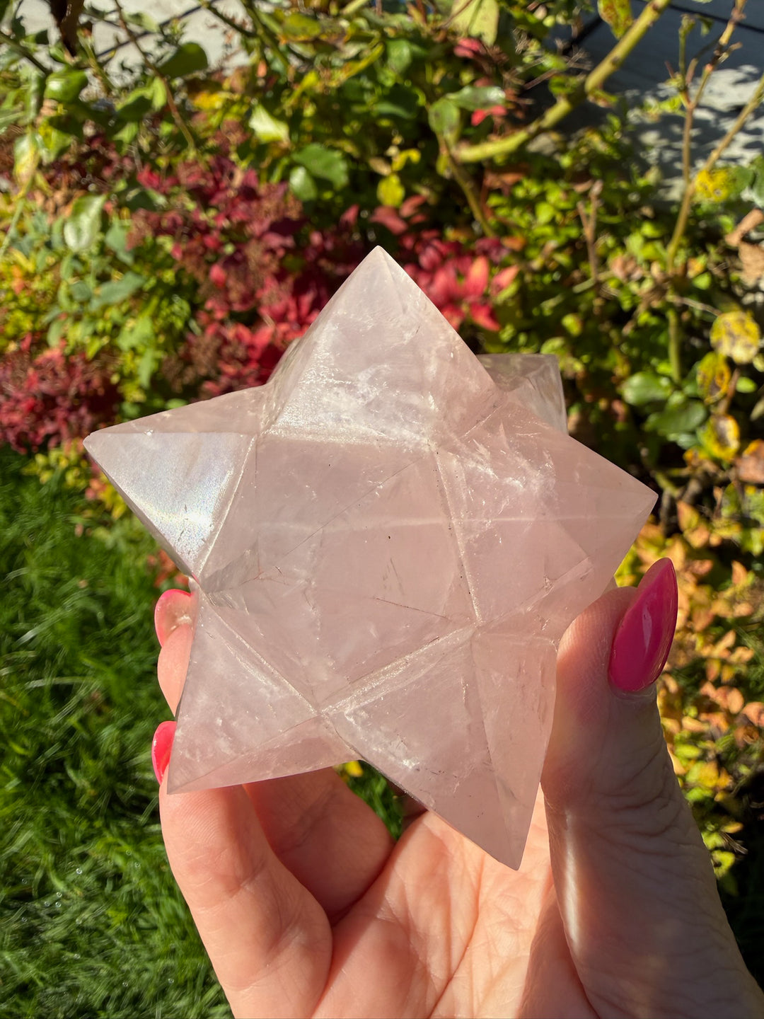 Large Rose Quartz Merkabah 3D Carving from Brazil
