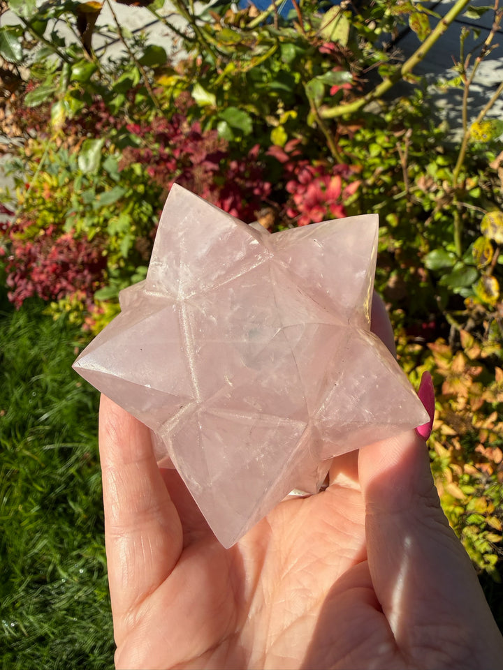 Large Rose Quartz Merkabah 3D Carving from Brazil
