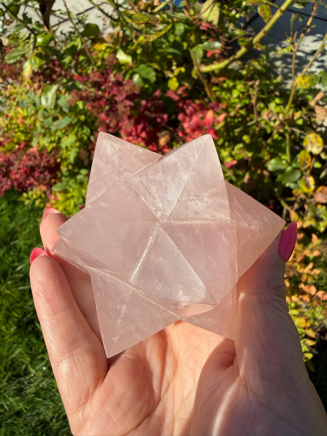 Large Rose Quartz Merkabah 3D Carving from Brazil
