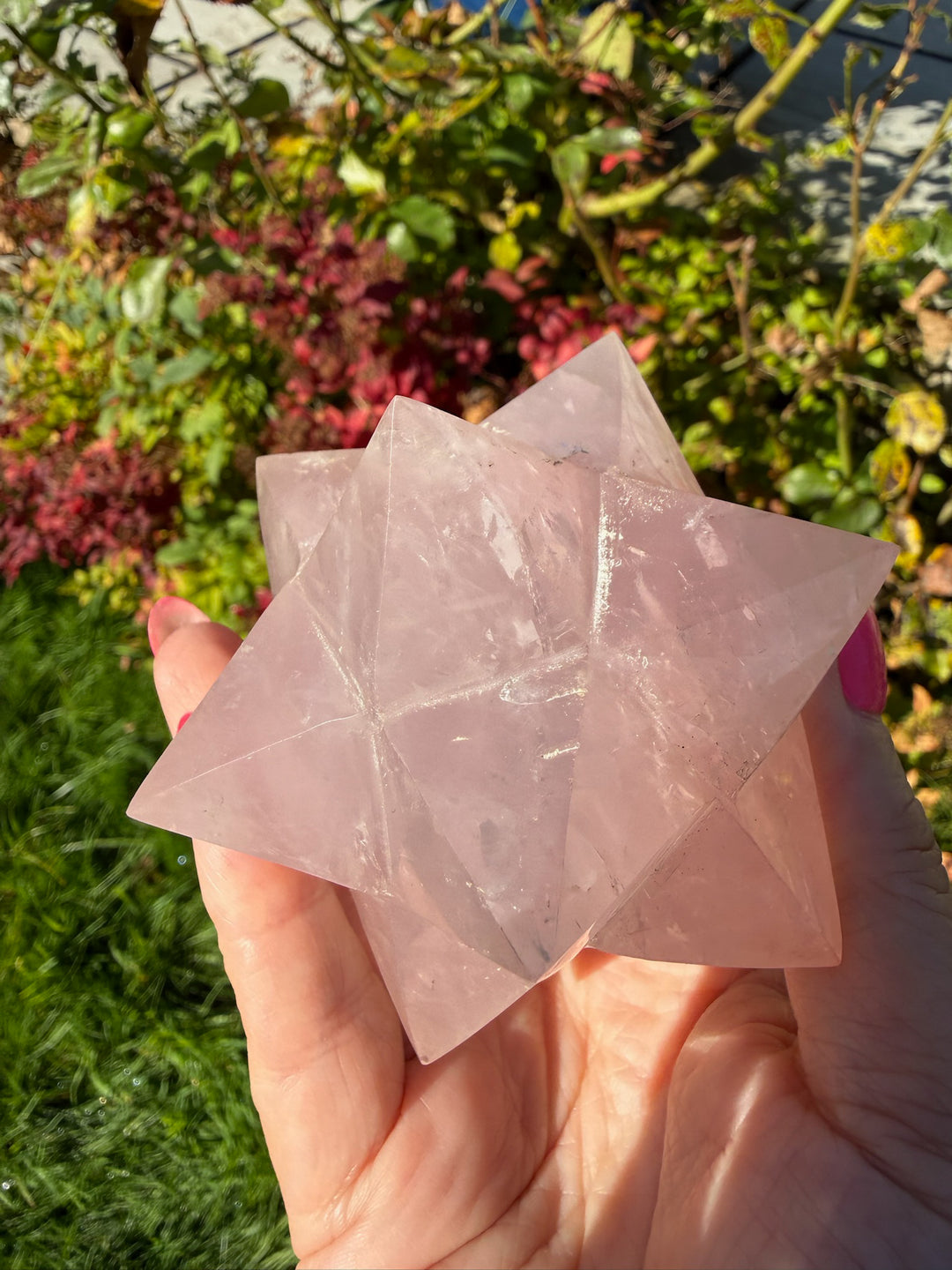 Large Rose Quartz Merkabah 3D Carving from Brazil