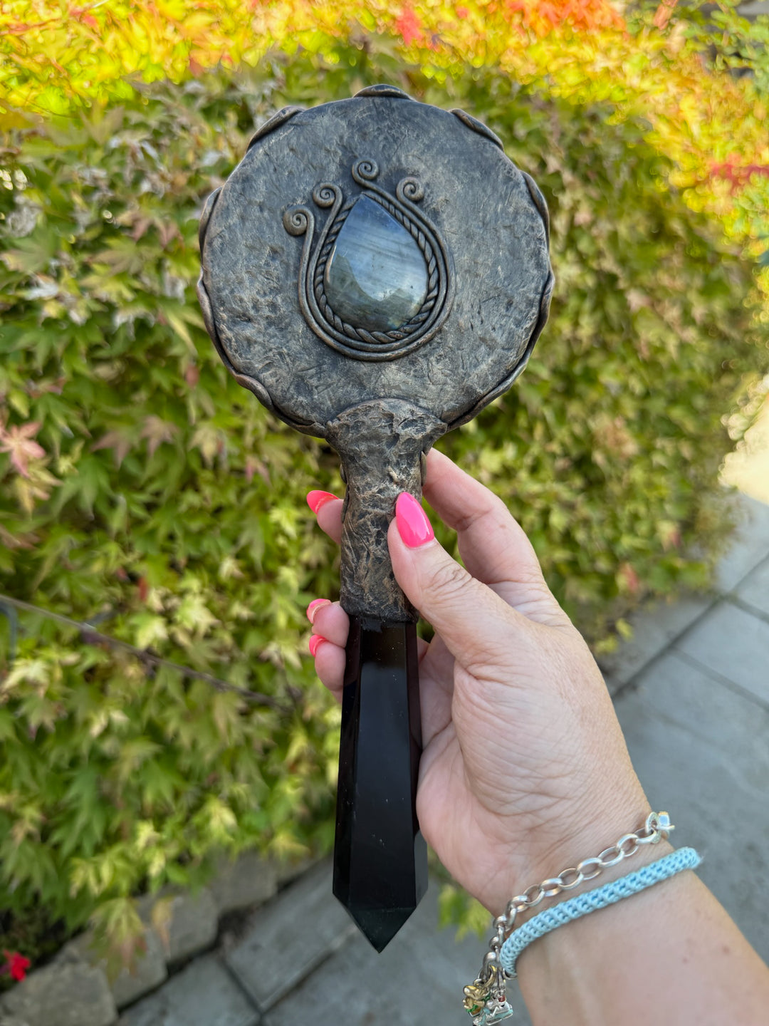Obsidian Hand Held Scrying Mirror from Mexico