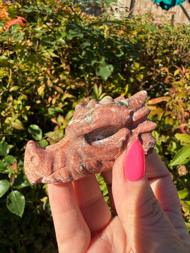 Money Agate Dragon Head Carving from Brazil