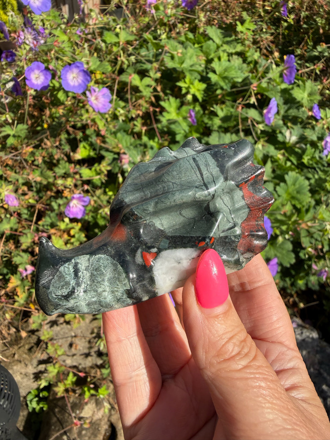 African Bloodstone Dragon Head Carving from Africa