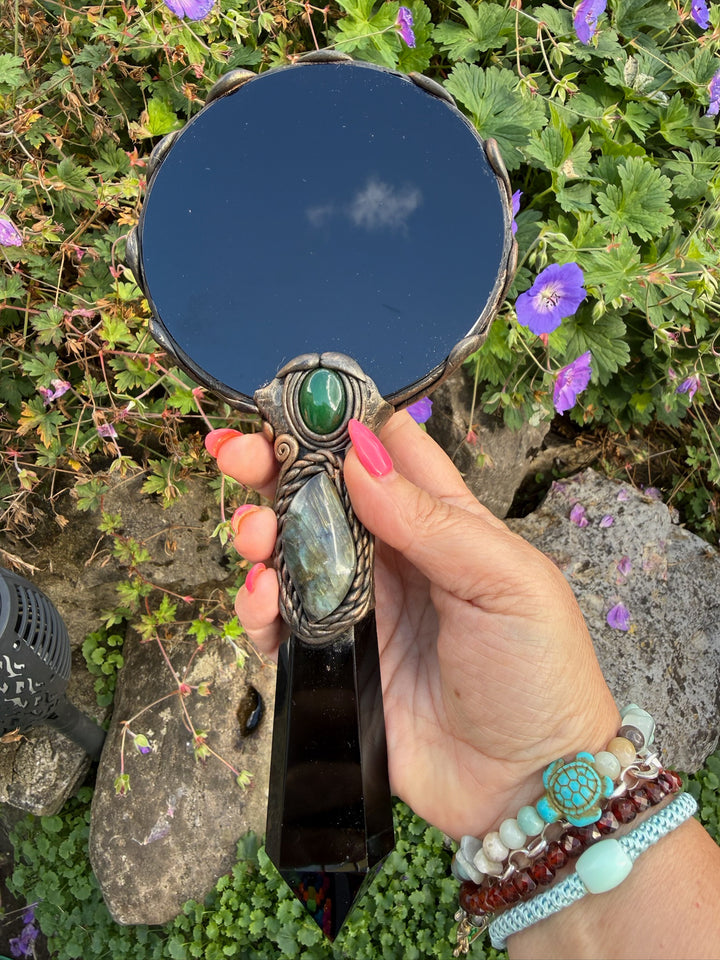 Obsidian Hand Held Scrying Mirror from Mexico