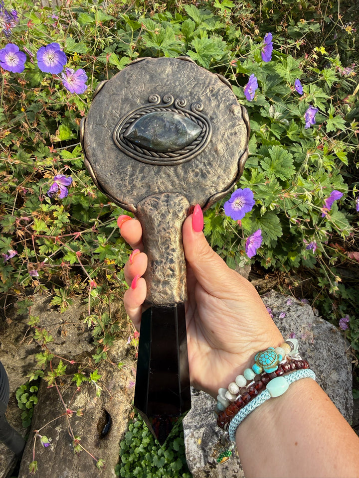 Obsidian Hand Held Scrying Mirror from Mexico