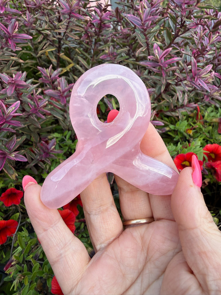 Rose Quartz Pink Ribbon Carving from Brazil