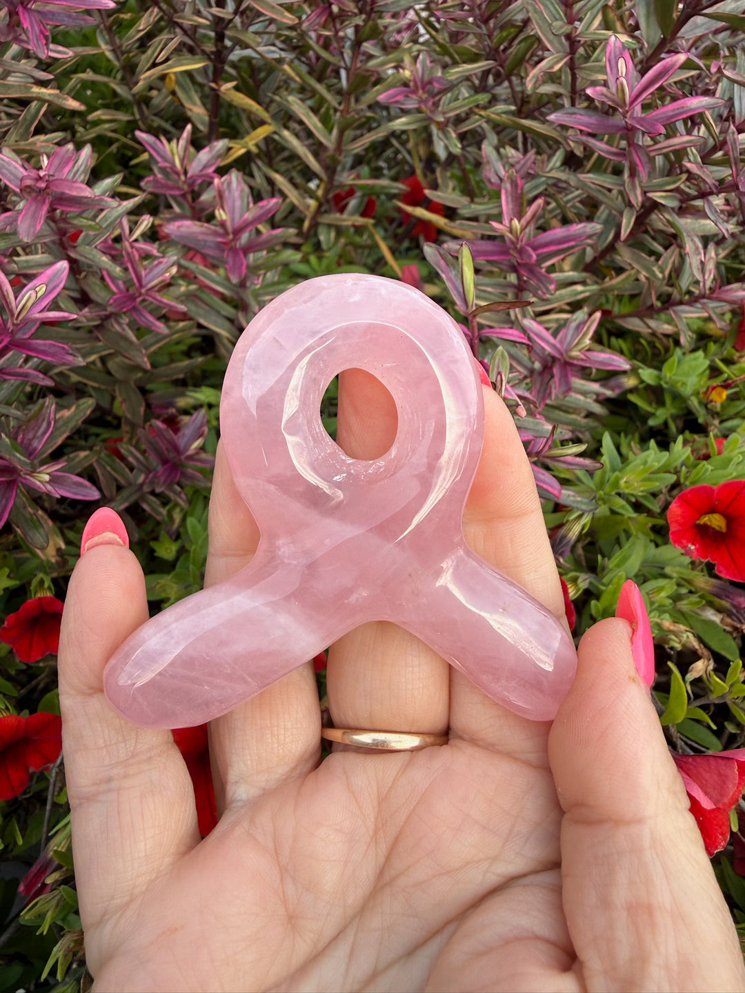 Rose Quartz Pink Ribbon Carving from Brazil