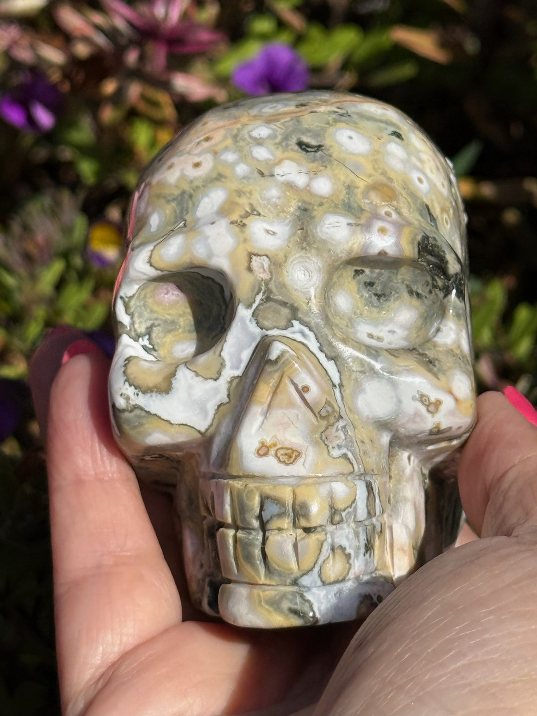 Ocean Jasper Skull Carving from Madagascar