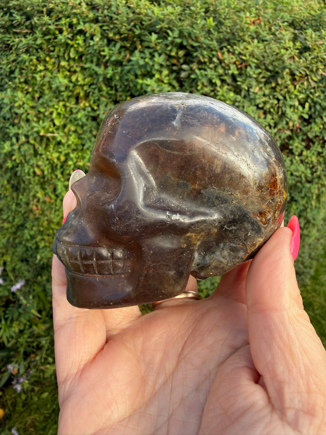 Fluorite and Agate Skull Carving