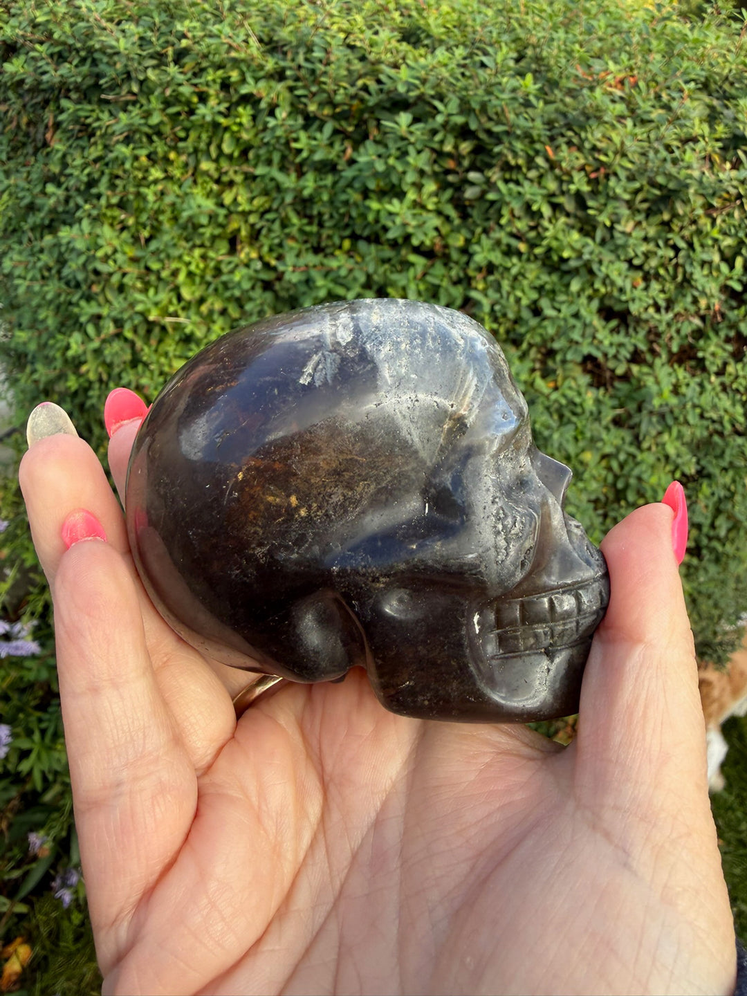 Fluorite and Agate Skull Carving