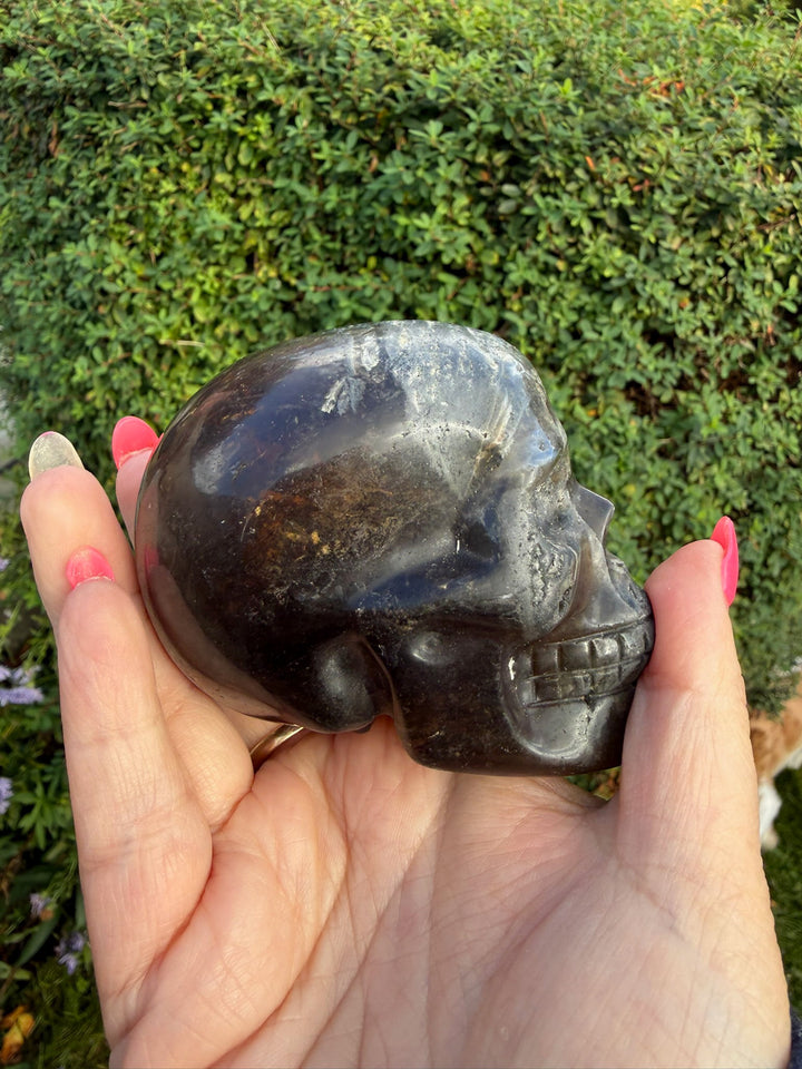 Fluorite and Agate Skull Carving