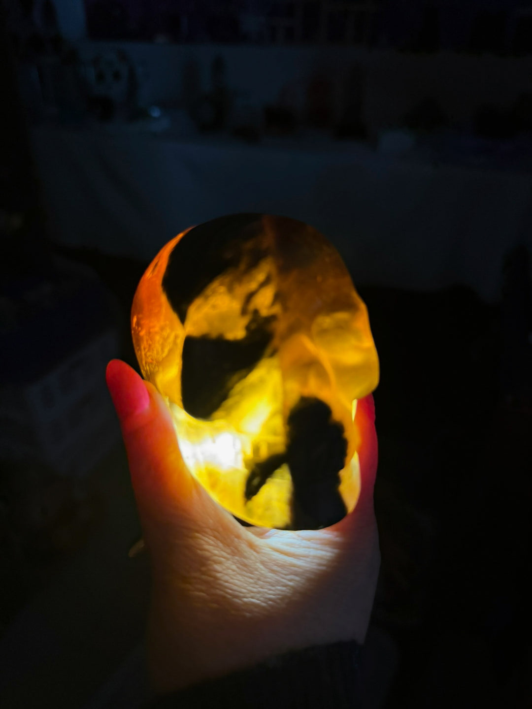 Fluorite and Agate Skull Carving