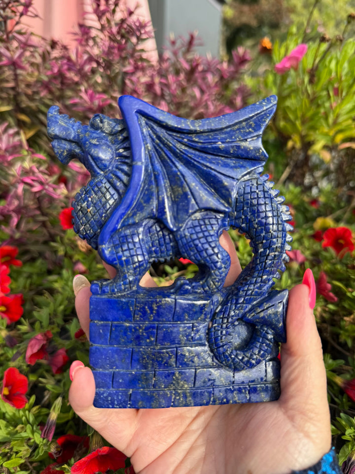 Lapis Lazuli Dragon Carving