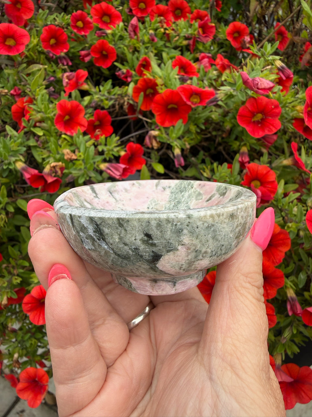 Pink Peru Rhodonite Trinket Dish Bowl