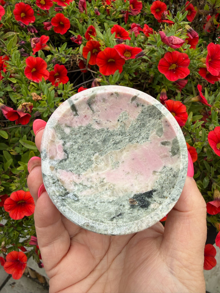 Pink Peru Rhodonite Trinket Dish Bowl