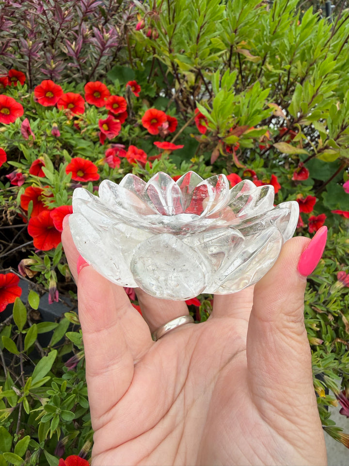 Quartz  Lotus Flower Trinket Dish Bowl