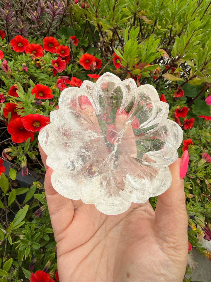 Quartz  Lotus Flower Trinket Dish Bowl