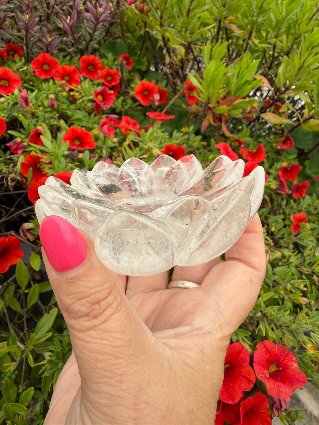 Quartz  Lotus Flower Trinket Dish Bowl