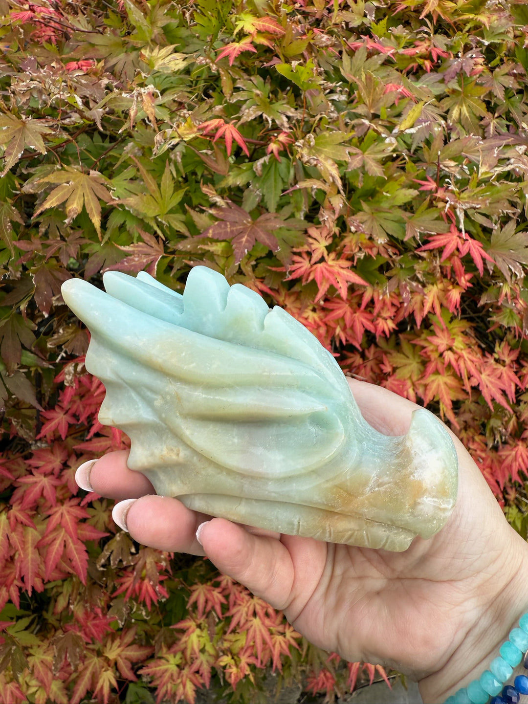 Large Caribbean Calcite Carved Dragon Head