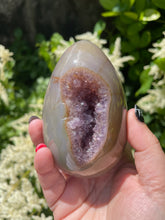 Load image into Gallery viewer, Amethyst in Agate Carved Egg
