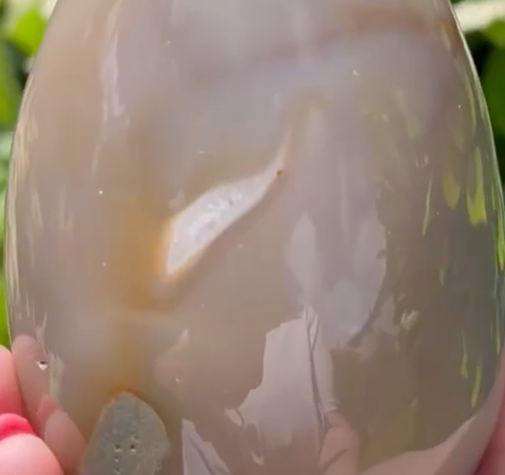 Amethyst in Agate Crystal Egg – Large Polished Brazilian Gemstone Carving