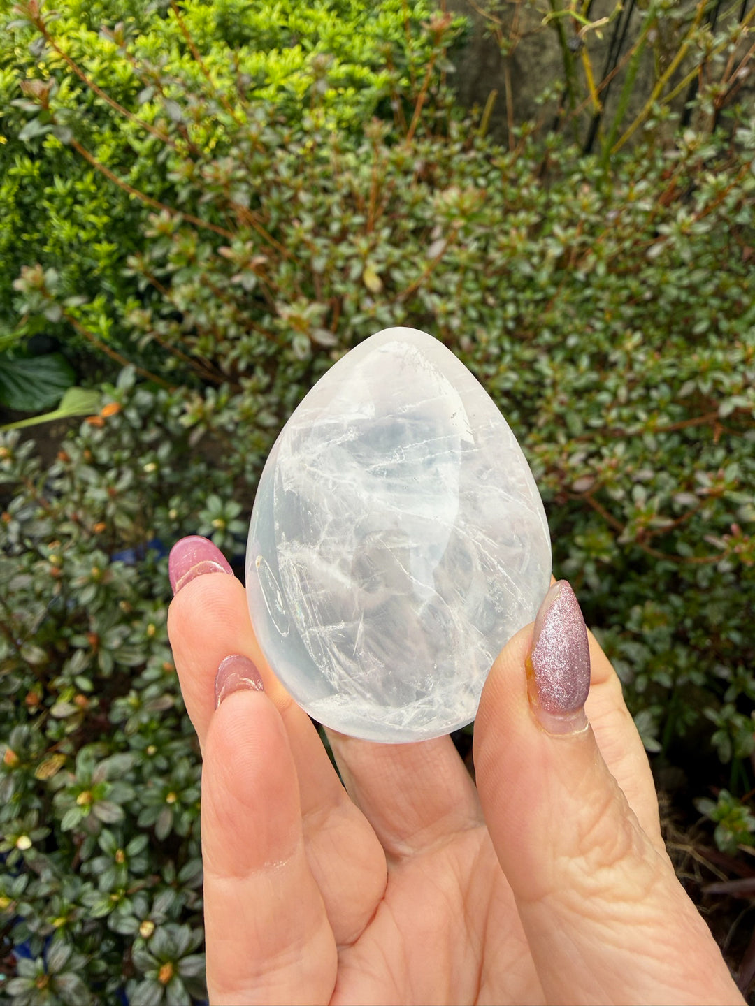 Light Clear Rose Quartz Carved Egg