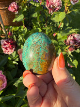 Load image into Gallery viewer, Chrysocolla Egg Carving from Peru
