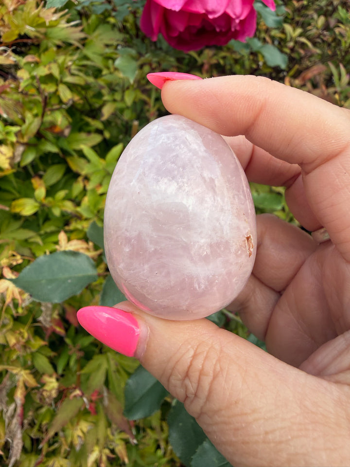 Rose Quartz Crystal Egg – Polished Pink Gemstone Carving from Brazil